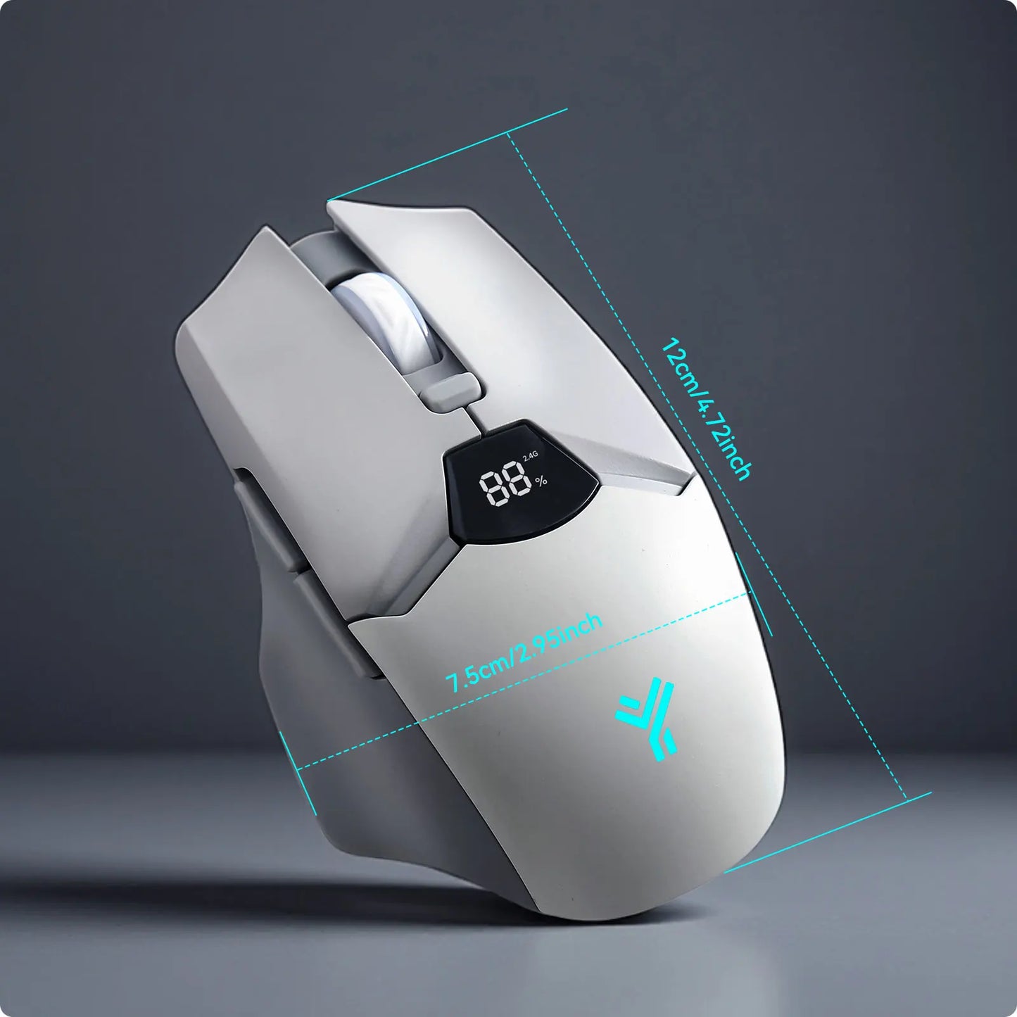 Trådløs Bluetooth-mus med digital batterivisning, lydløs ergonomisk mus til PC, bærbar computer og gaming, 2.4G/Bluetooth 5.0
