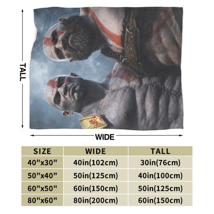 God of War Game Gamers Kratos Blanket  Soft Warm Funny Plush Throw Blanket For Home Decor Travel Flannel Bedspread Bed Cover