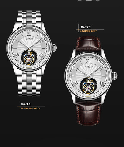 AESOP Mens Mechanical Wristwatches Flying Tourbillon Movement Skeleton Watch for Men Man Luxury Clocks Real Tourbillon Watch