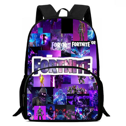 15-инчова Fortnite раница с анимационен дизайн, унисекс, за момчета и момичета, с преден джоб, лека ученическа раница с голям капацитет