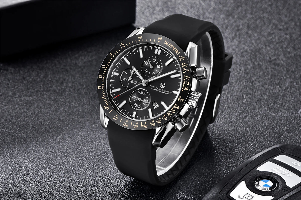 PAGANI DESIGN New 45mm Men Quartz Watch Rubber Belt Men's Luxury Watch Fashion Casual Sports Male Clock Relogio Maasculino