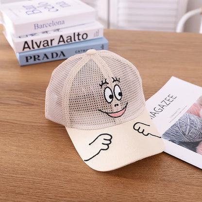 Cool New Boys Girls Kids Children Summer Cute Cap Smiley Face Kawaii Mesh Baseball Cap Popular Hip Hop Sun Hat DropShipping