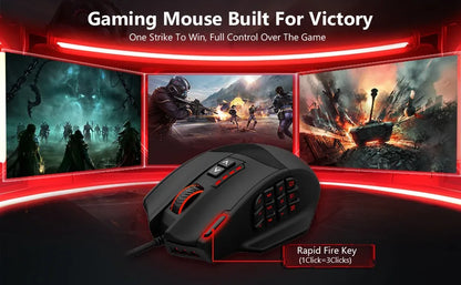 E-YOOSO X-39 programmerbar gamingmus, trådbunden RGB-mus med 18 knappar, 8 avtagbara vikter, 5 DPI, ergonomiskt grepp för dator