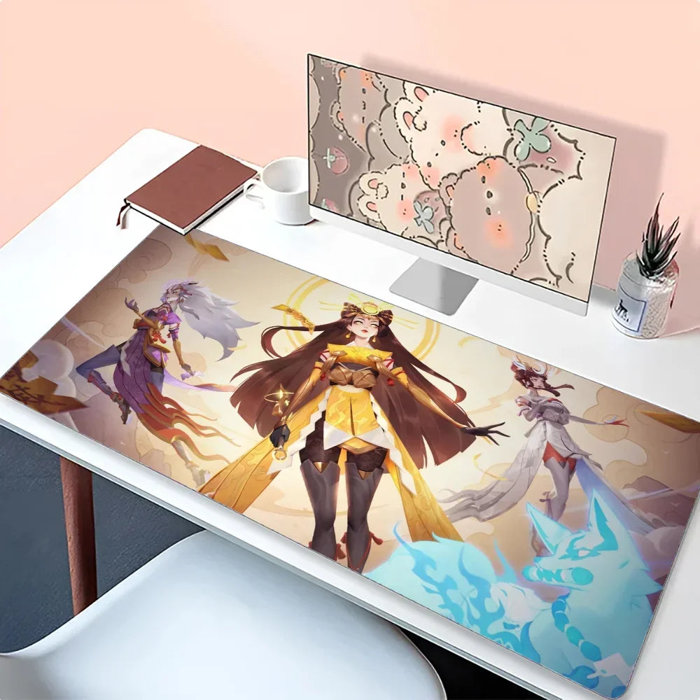 Amaterasu Kiriko Overwatch musemåtte, skrivebordsmåtte med underlag, gamingtilbehør, Prime Gaming XXL tastaturmåtte, polstret måtte