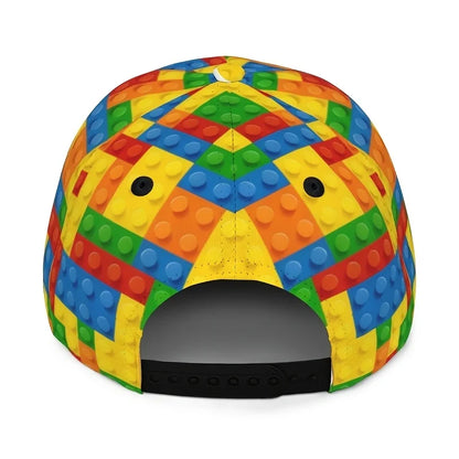 Colorful Building Block Print Kids Baseball Cap Unisex Sun Hat UV Protection Casual Outdoor Toy Lover Fashion Dad Hat