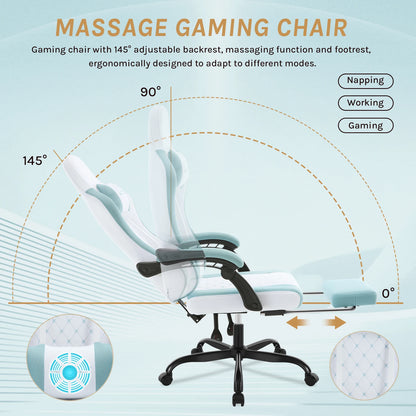 WOLTU sukamoji kompiuterio kėdė su masažo funkcija, ergonominė biuro kėdė su pagalvėle ir pakoju, reguliuojamo aukščio gaming kėdė