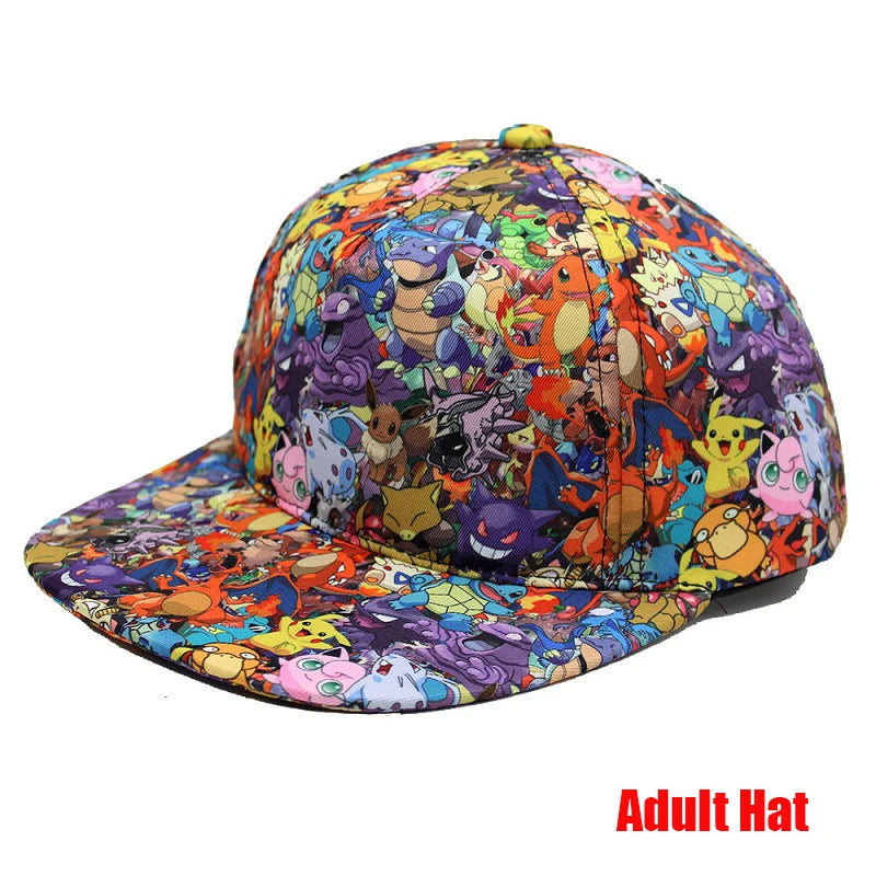 Pokemon Baseball Cap Pikachu Hat Pokemon Cosplay Hip Hop Cap for Girl Boy Children kids Anime Figures Toy Gift Cartoon Hat