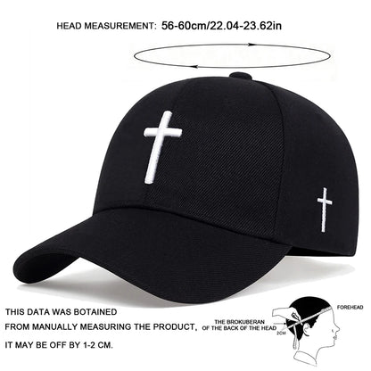 Unisex Cross Embroidery Baseball Caps Outdoor Adjustable Spring and Autumn Casual Sunscreen Hat