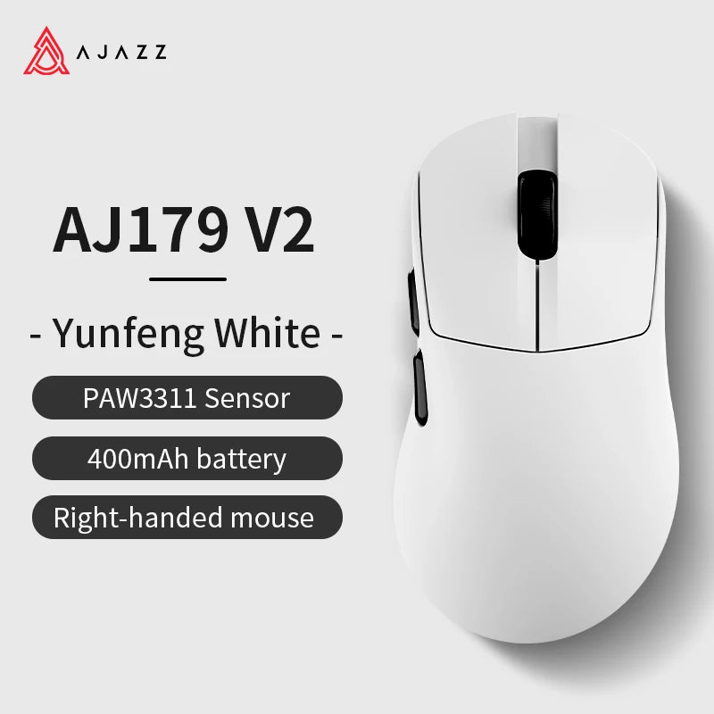 AJAZZ AJ179 V2 MAX tri-mode högerhänt mus, 56g lättviktsdesign, PAW3311-sensor, Huanuo Micro Switch, TelinkMicrochip