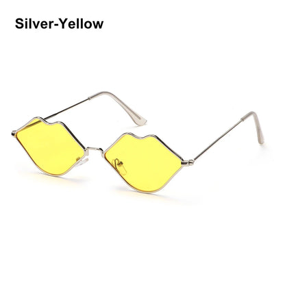 Sexy Red Lips Sunglasses for Men Women Trendy Retro Metal Frame Halloween Party Cosplay Eyewear Fashion Ocean Lens Sun Glasses