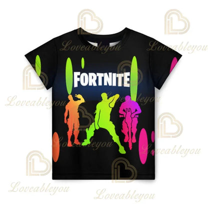 Battle Royale T-paita Fortnite T-paita Victory Cartoon -yläosat nuorille, lasten Hero Game Fortress Night 3D -T-paita pojille ja tytöille