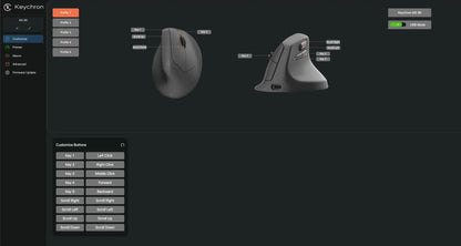 Keychron M5 trådløs ergonomisk optisk mus, 8K polling rate, 2.4GHz og Bluetooth, Type-C, 3950-sensor