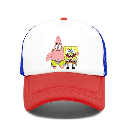 Fashion Cute SpongeBobs Print Baseball Cap Cartoon Men Women Summer Sun Mesh Hat Anime Adjustbale Sunshade Golf Cap Trucker Hat