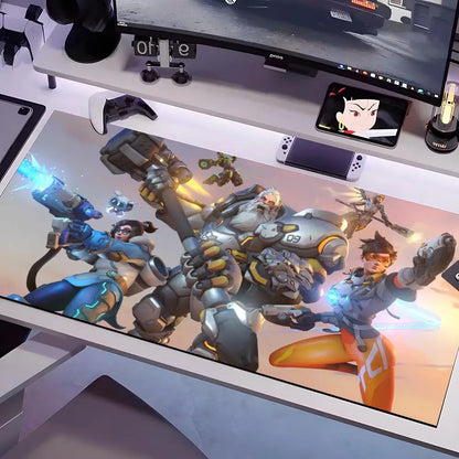 Podložka pod myš Overwatch ve více velikostech, velká čtvercová podložka na počítačový stůl, kancelářská a herní podložka s protiskluzovou gumovou spodní stranou