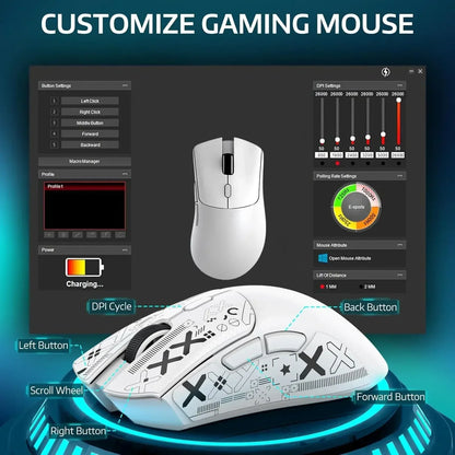 Attack Shark R1 Wireless Gaming Mouse 55g Lightweight 18000dpi PAW3311 Tri-Mode 2.4G/Bluetooth 5.2/USB-C for PC/Mac