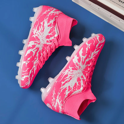 Chaussures de football professionnelles AG/FG pour hommes et femmes, antidérapantes, avec crampons longs, confortables, en PU, pour terrain gazonné, compétition et entraînement