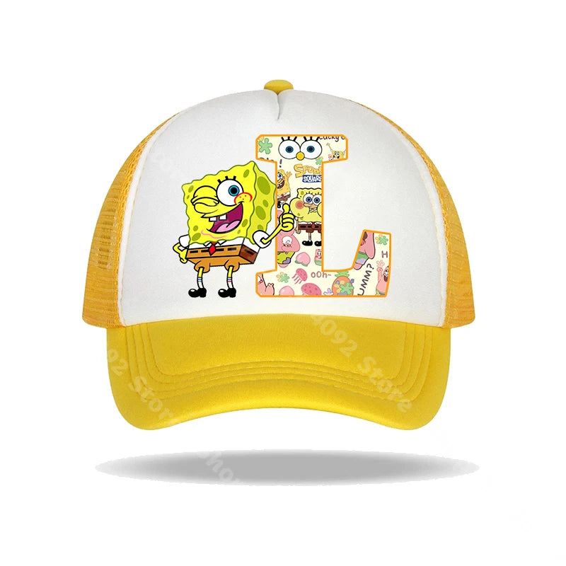 SpongeBob SquarePants basebollkeps för barn och vuxna med bokstavstryck, solhattar, anime, tecknad film, justerbara kepsar med skärm, sommarhattar, vardagshattar, ny