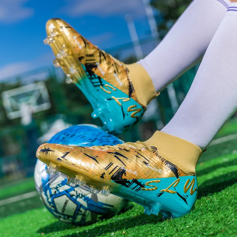 Chaussures de football professionnelles pour hommes/femmes, crampons antidérapants FG, bottes de football respirantes, chaussures d'entraînement à tige haute