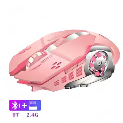 Bezprzewodowa mysz gamingowa z akumulatorem – cicha Bluetooth/USB, podświetlenie RGB, e-sportowa do PC