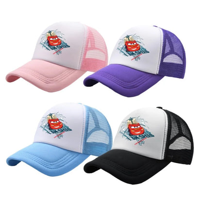 Anime Cars Lightning McQueen Cartoon Figure Print Fashion Baseball Cap Girls Boys Summer Casual Adjustable Sun Hat Birthday Gift