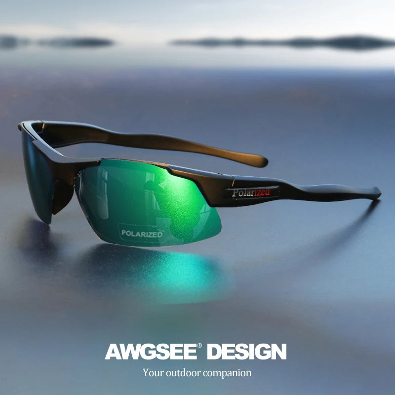 Men's Semi-Rim Polarized Sports Glasses - Matte Durable Frame & HD Coated Lenses for Golf/Fishing/Travel/Daily Use