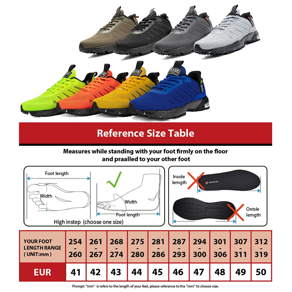 Baasploa professionele hardloopschoenen voor heren, lichtgewicht designer mesh sneakers voor heren, veterschoenen voor outdoor sport en tennis
