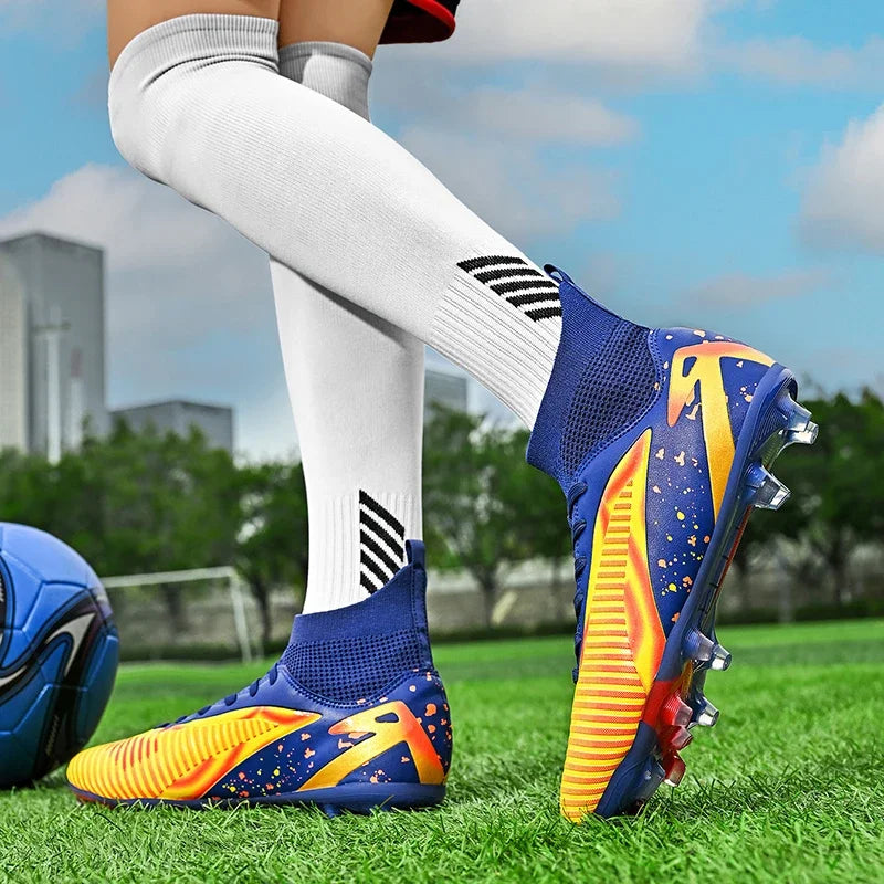 Chaussures de football pour hommes, chaussures de sport, chaussures de futsal à tige haute, chaussures de football de haute qualité pour l'intérieur, antidérapantes, pour l'entraînement en extérieur, crampons ultra-lég