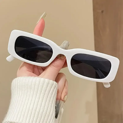 1Pc/2Pcs Fashion Rectangular Glasses Pc Lenses Retro and Trend Suitable for Beach, Outdoor Activities and Street Style Unisex