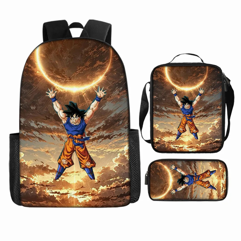 Dragon Ball 3Pcs/Set Backpacks Goku Vegeta Cartoon Print Lunch Bag Pencil Bags Student Casual School Bags Return To School Gift