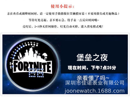 Fortnite часовник със сладък моден Cartoon дизайн, персонализиран Kawaii LED сензорен нощен часовник, ученически електронен часовник, подарък за приятели