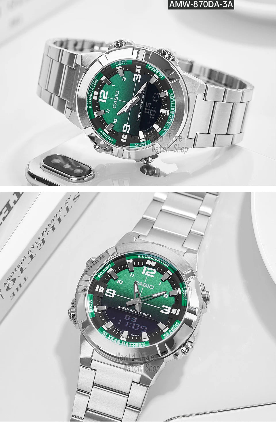Casio watch for men top luxury set quartz 50m Waterproof  military dual display Watch relogio masculino AMW-870