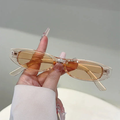 KAMMPT Narrow Oval Sunglasses Women 2025 New Fashion Outdoor Decor Shades Trendy Luxury Brand Design Vacation Casual Sun Glasses