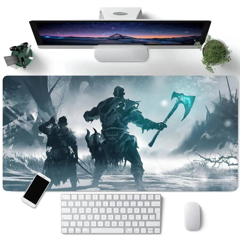 Game God Of War Kratos Mousepad Large Keyboard Desk Mat Gaming Mouse Pad LockEdge Non-slip Mat