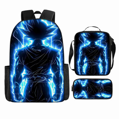 Dragon Ball 3Pcs/Set Backpacks Goku Vegeta Cartoon Print Lunch Bag Pencil Bags Student Casual School Bags Return To School Gift