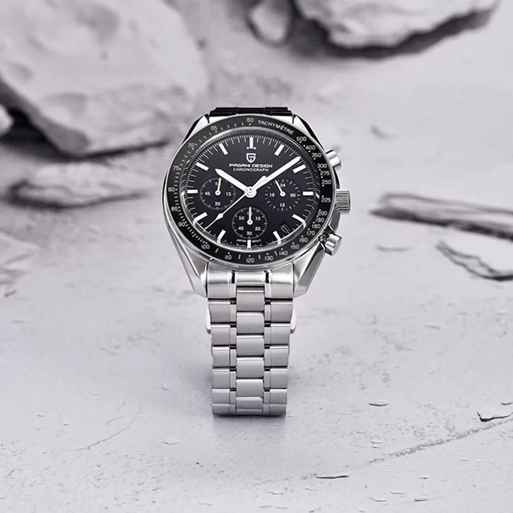 PAGANI DESIGN Moon Uhr – Luxuriöser Quarz-Chronograph für Herren, sportlicher Stil, Saphirglas mit Antireflexbeschichtung, leuchtende Anzeige