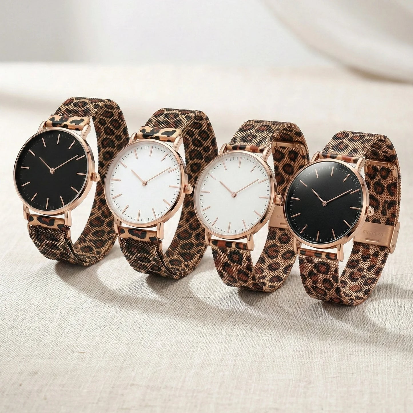 Ultra-thin Fashion Women's Watches Luxury Leopard Pattern Mesh Band Ladies Quartz Wristwatches Minimalist Female Clock Reloj