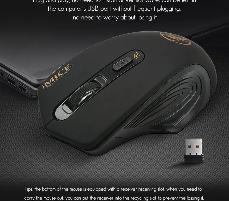 Stille 2.4G USB draadloze muis op batterijen met optische tracking, computermuis met ontvanger, geruisloze muis voor kantoor, laptop, iPad en Mac