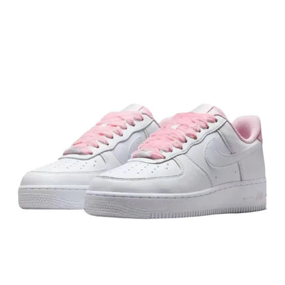 Nike Air Force 1 Low Trendy Pink Velvet Laces Stylish, Unique, Comfortable, Versatile Low-Top Sneakers Women's HV4403-601