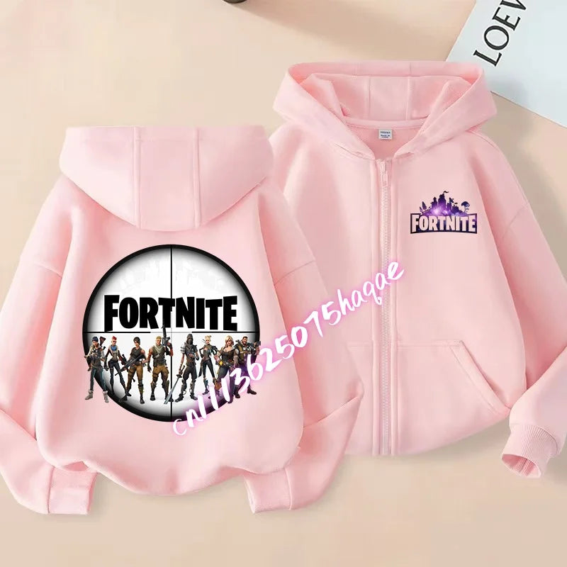 Nowa dziecięca bluza z kapturem Fortnites na zamek, kreskówkowa anime, casualowa i oddychająca kurtka dla chłopców, odzież dziecięca na wiosnę 2026