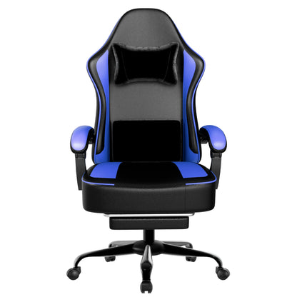 Gaming Chair with Pocket Spring Cushion and Footrest, Ergonomic Computer Chair for Adults, Breathable PU Leather Game Chair, Adj