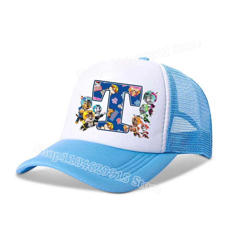 Paw Patrols Baseball Cap Boys Girls Cartoon Anime Chase Skye A-Z Letters Print Hat Summer Athleisure Adjustable Casual Hats Gift