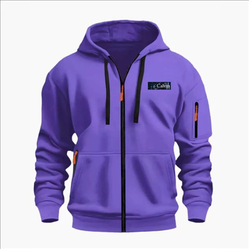 Men's Sweatshirts with Zipper Pockets Thin Solid Color Half Tracksuit Casual Outdoor Hooded Tracksuit Long Sleeves Jacket Coats