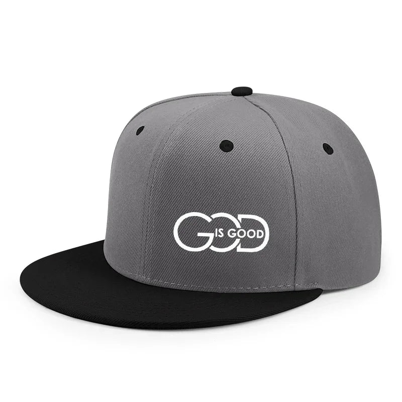 Unisex adjustable baseball cap street flat brim hat printed GOD IS GOOD casual headwear men and women fashion breathable outdoor