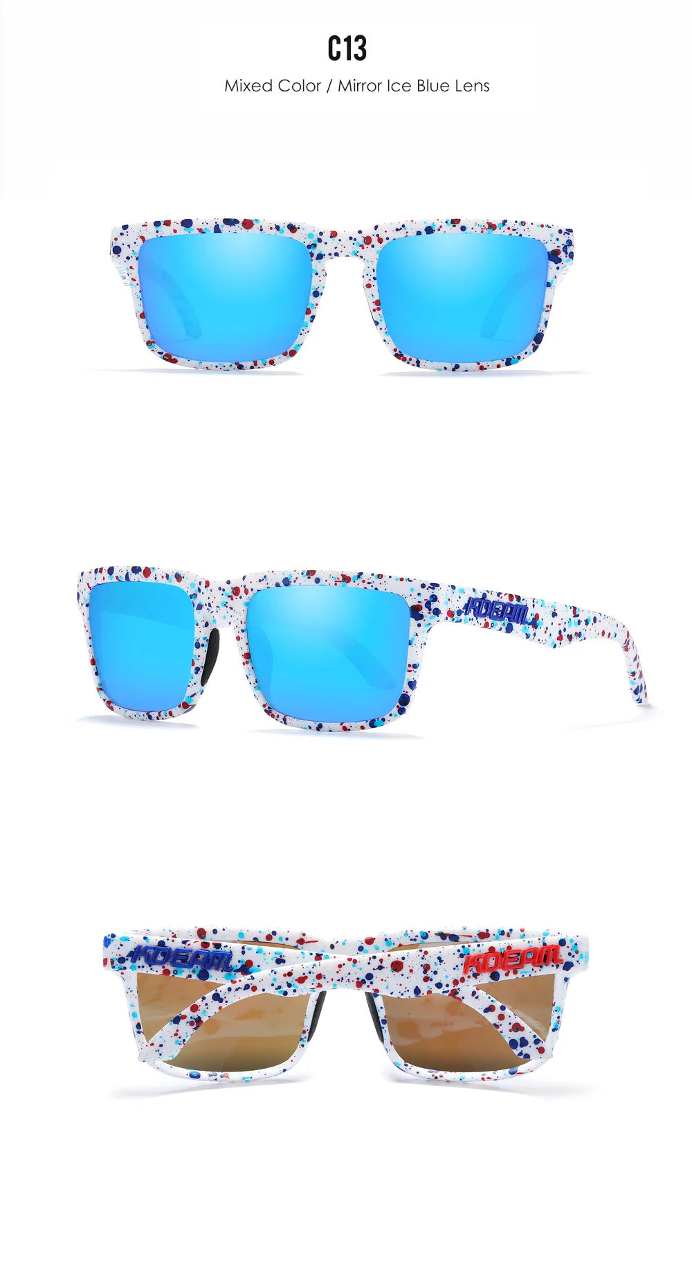Kdeam High Quality Original Brand Design Polarized Sunglasses for Women Men Fashion Unisex  Trendy Outdoor Eyewear For Couple