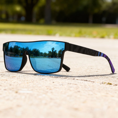 Classic Square Fashion Sports Sunglasses - Patterned Temples, Unisex for Cycling, Hiking, Travel - Perfect Gift