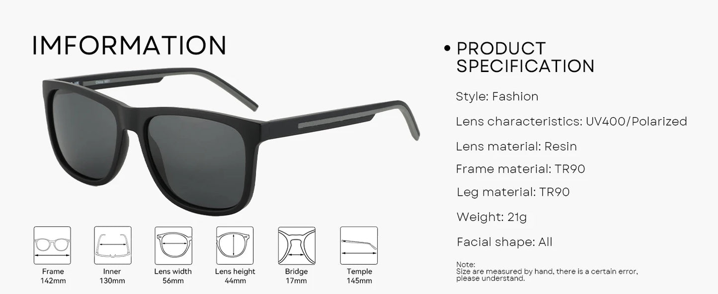 ZENOTTIC Men's Polarized Sunglasses - Lightweight TR90 Frame Square Mens Sunglasses UV400 Protection