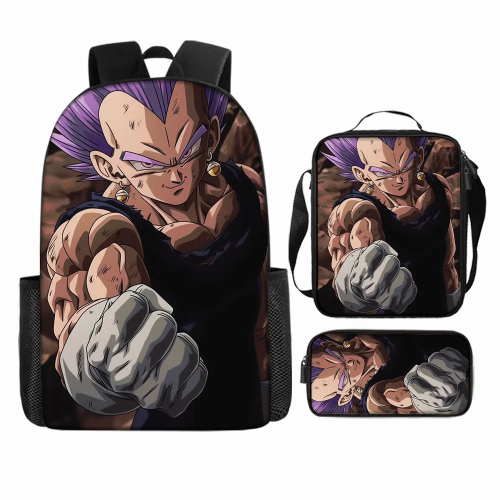 Dragon Ball 3Pcs/Set Backpacks Goku Vegeta Cartoon Print Lunch Bag Pencil Bags Student Casual School Bags Return To School Gift
