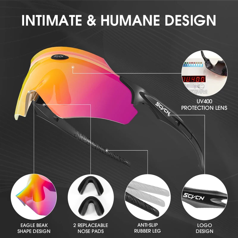 Scvcn Men's Cycling Glasses Outdoor Sport Runing Sunglasses Women MTB Bike Bicycle Goggles Road Riding Fishing Hiking Eyewear