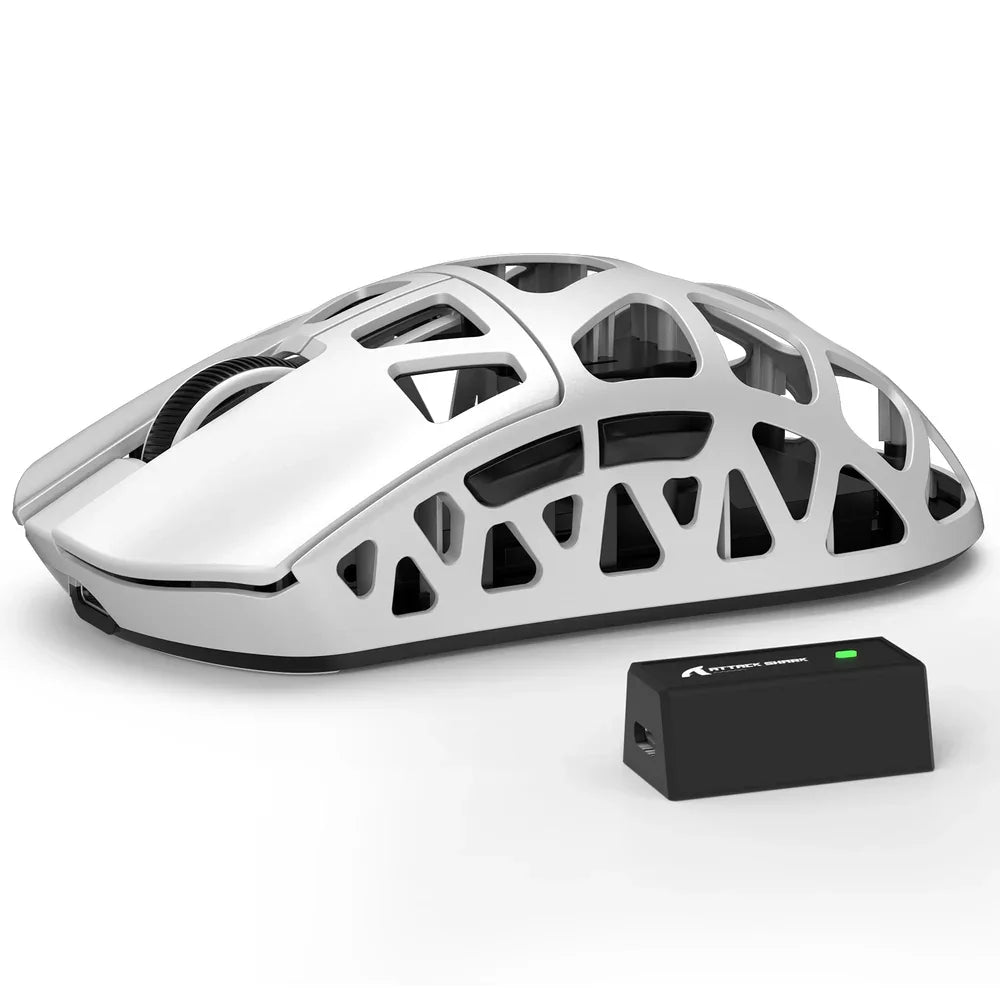 Mysz gamingowa ATTACK SHARK R3 ze stopu magnezu 8K SUPERLIGHT, 8000Hz, 6 regulowanych poziomów DPI do 26000, PAW3395, BT/2.4G, bezprzewodowa/przewodowa