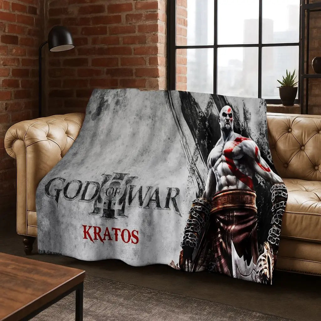 Classics God of War Kratos 3A Game Gamer Flannel Blanket,Warm and Cozy Soft Throw Blanket for Home Bedroom Bed Sofa Kid Gift